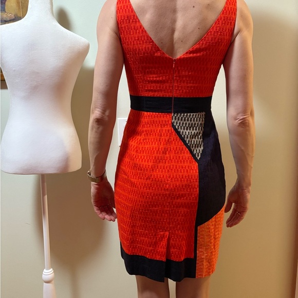 Anthropologie Tabitha color block mini dress red black sz 2 - Picture 3 of 4